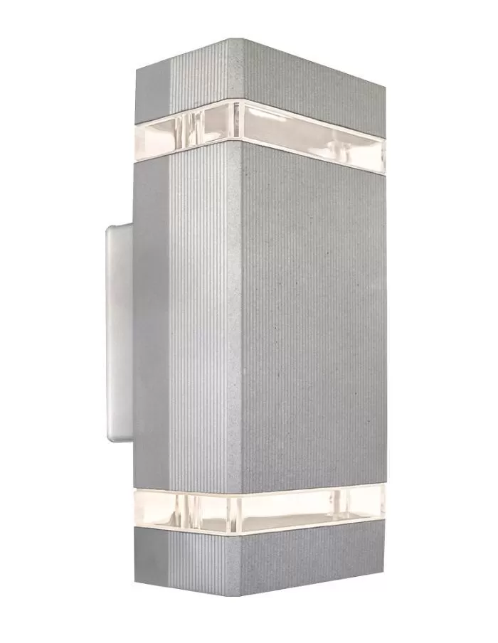 Aplique bidireccional rectangular 2xGU10 Markas Kiki gris